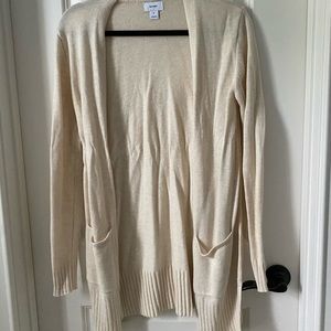 cream cardigan